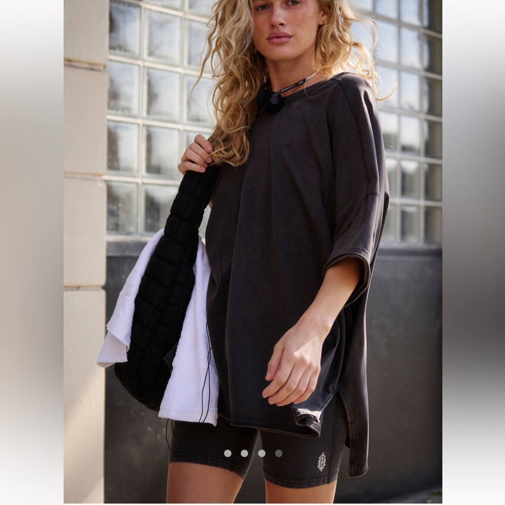 Free People Charcoal Short Sleeve Tee
